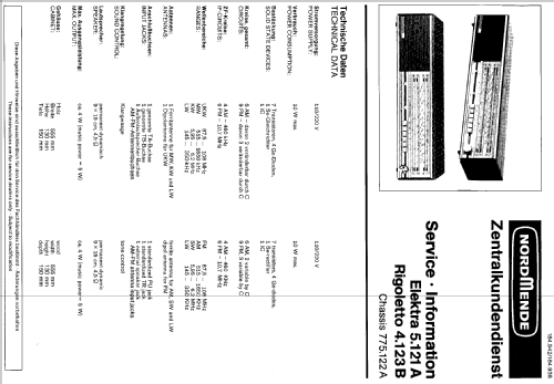 Elektra 5.121A Ch= 775.122A; Nordmende, (ID = 307458) Radio