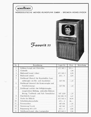 Favorit 55 Ch= 564; Nordmende, (ID = 2757787) Télévision