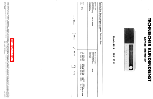 Fidelio 1014 ; Nordmende, (ID = 863637) Radio