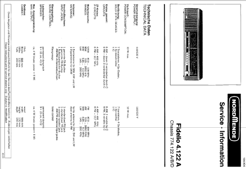 Fidelio 4.122A Ch= 744.122A; Nordmende, (ID = 305459) Radio