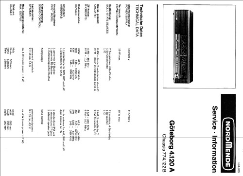 Göteborg 4.120A Ch= 774.122B; Nordmende, (ID = 310066) Radio