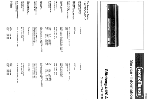 Göteborg 4.120A Ch= 774.122B; Nordmende, (ID = 1135938) Radio