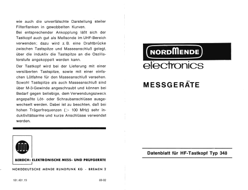 HF-Tastkopf Typ 348; Nordmende, (ID = 2290102) Equipment