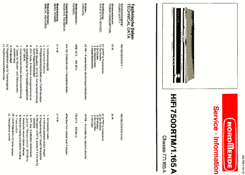 HiFi 7500 RTM 1.165A ; Nordmende, (ID = 635101) Radio