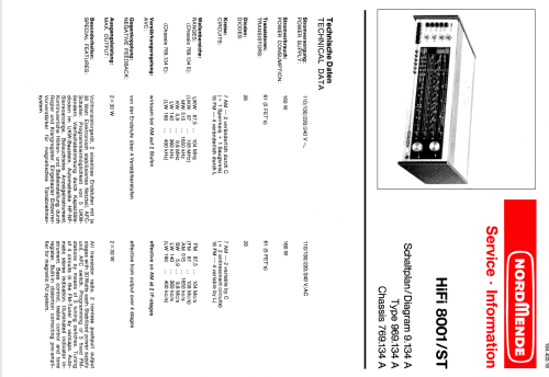 Tuner-Amplifier HiFi 8001/ST-C Ch= 9.134E ; Nordmende, (ID = 2068510) Radio