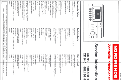 HiFi Cassette Deck CD950 981.133H; Nordmende, (ID = 1415825) R-Player