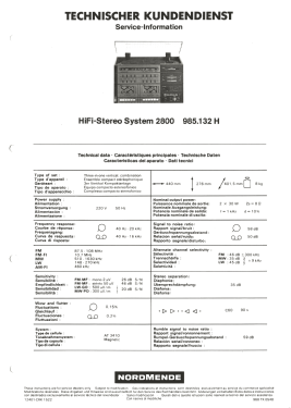 HiFi-System 2800 ; Nordmende, (ID = 2765610) Radio