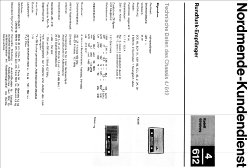 Kadett F12 Ch= 4/612; Nordmende, (ID = 814025) Radio