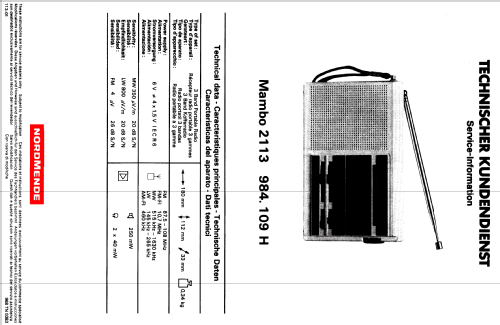 Mambo 2113 984.109H; Nordmende, (ID = 381345) Radio
