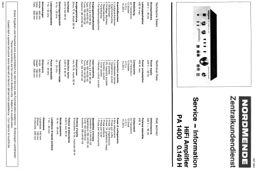PA1400 980.149H; Nordmende, (ID = 541746) Ampl/Mixer