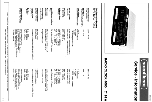 Radio Clock 4000 7.174A; Nordmende, (ID = 117107) Radio