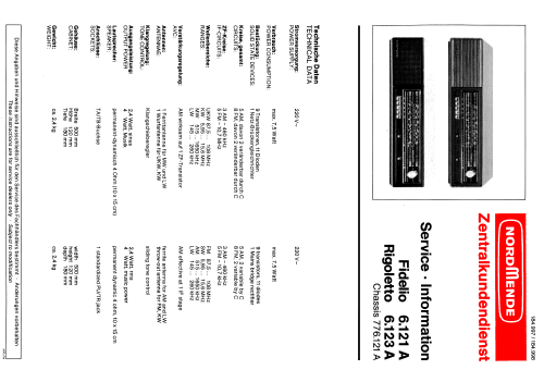Rigoletto 6.123A Ch= 776.121A; Nordmende, (ID = 869915) Radio