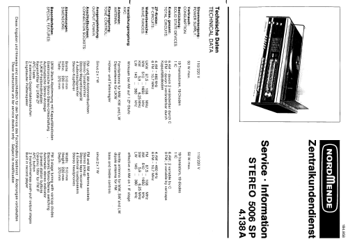 Stereo 5006 SP ; Nordmende, (ID = 260309) Radio