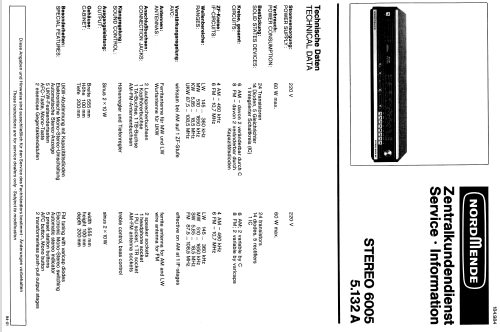 Stereo 6005 5.132A; Nordmende, (ID = 120610) Radio