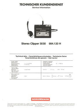 Stereo Clipper 3030; Nordmende, (ID = 2765625) R-Player