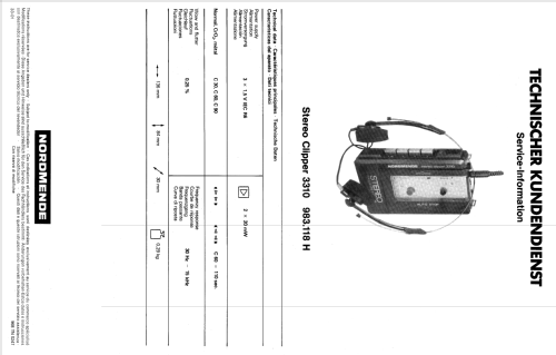 Stereo Clipper 3310 983.118 H; Nordmende, (ID = 2058056) R-Player