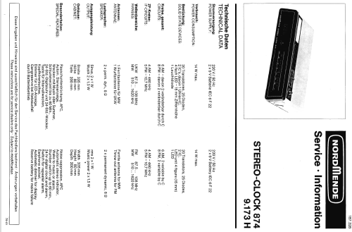 Stereo Clock 874 9.173H; Nordmende, (ID = 116460) Radio