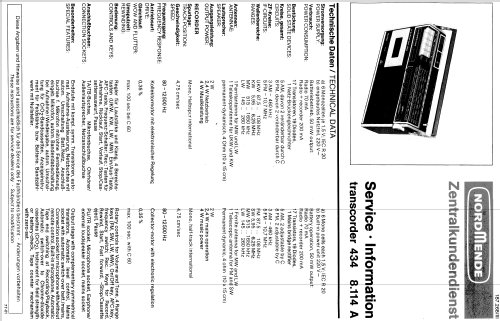 Transcorder 434 8.114A; Nordmende, (ID = 371517) Radio