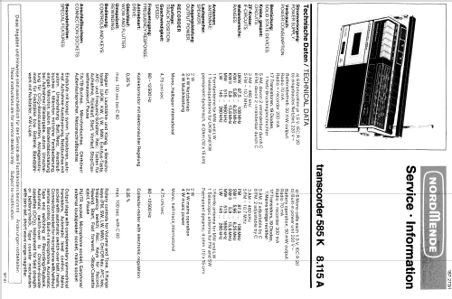 Transcorder 585K 8.115A; Nordmende, (ID = 367274) Radio