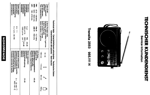 Transita 2553 985.111H; Nordmende, (ID = 380515) Radio