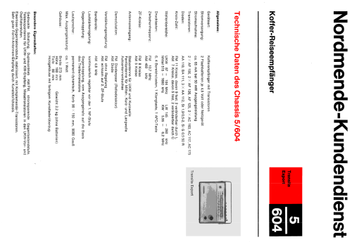 Transita-Export Ch= 5/604; Nordmende, (ID = 633168) Radio