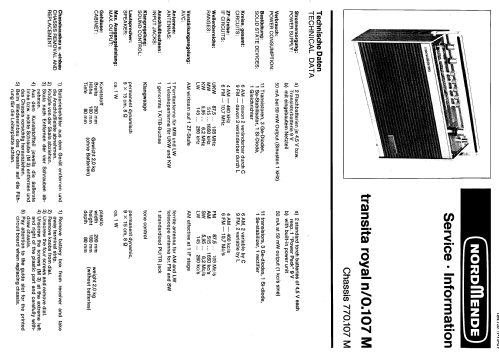 Transita Royal N 0.107 M ; Nordmende, (ID = 325533) Radio