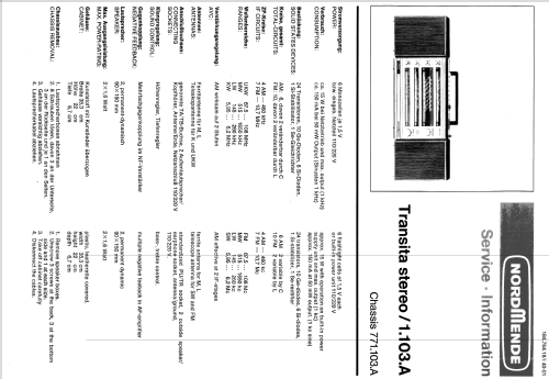 Transita Stereo 103 ; Nordmende, (ID = 216230) Radio