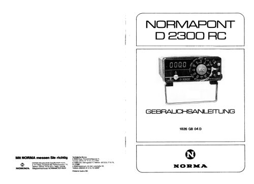 Normapont D2300RC ; NORMA Messtechnik (ID = 2889440) Equipment