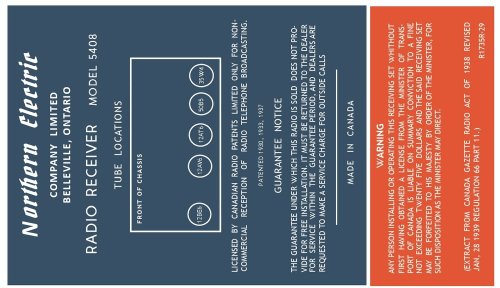 5408 ; Northern Electric Co (ID = 3103919) Radio