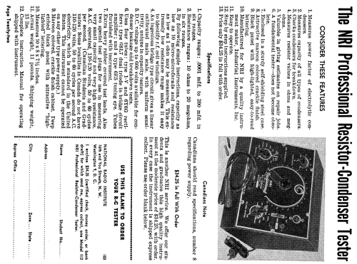 Professional Resistor-Condensor Tester 112; National Radio (ID = 1584320) Ausrüstung