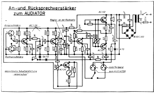 An- und Rücksprechverstärker zum Audiator ; Ollmann, Bruno / (ID = 2841456) Ampl/Mixer