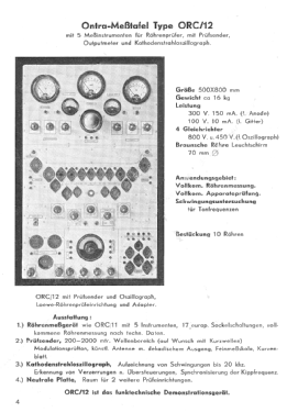 Messtafel für Röhren- und Empfängeruntersuchungen ORC/12; Ontra - Werkstätten; (ID = 3037892) Ausrüstung