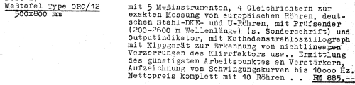 Messtafel für Röhren- und Empfängeruntersuchungen ORC/12; Ontra - Werkstätten; (ID = 3037899) Ausrüstung