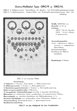 Messtafel für Röhren- und Empfängeruntersuchungen OCR/11; Ontra - Werkstätten; (ID = 3037911) Ausrüstung