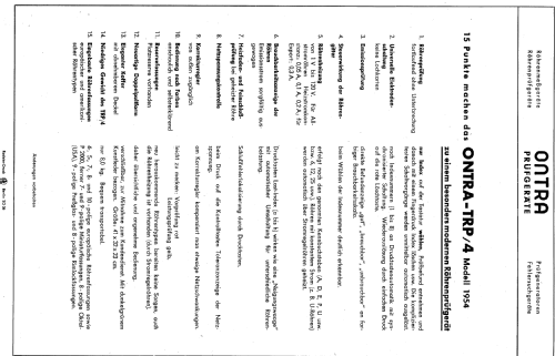 Röhrenprüfgerät TRP/4; Ontra - Werkstätten; (ID = 526012) Equipment