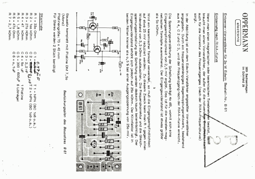 Entzerrer-Vorverstärker Bausatz B61; Oppermann Electronic (ID = 2217814) Kit