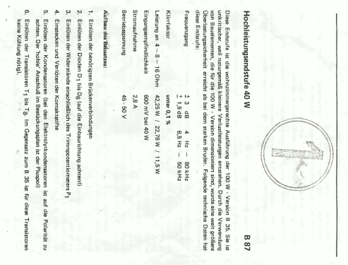 Hochleistungsendstufe B 87; Oppermann Electronic (ID = 2226500) Kit