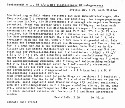 Speisegerät 0-35 V/2 A B 79; Oppermann Electronic (ID = 1706726) Kit