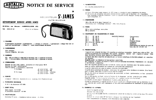 St. James 3 Auto-Silicium Ch= X487-69; Optalix, T.E.D., (ID = 808888) Radio