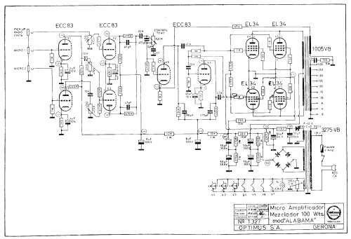 Alabama Public Address Amplifier 1327; Optimus; Gerona (ID = 1157087) Ampl/Mixer