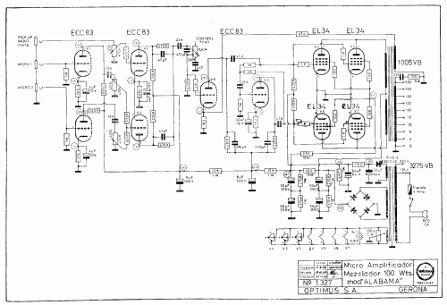 Ontario Public Address Amplifier 1358; Optimus; Gerona (ID = 1157093) Ampl/Mixer