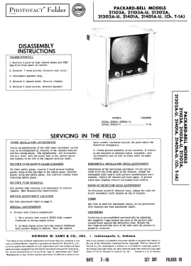 21103A-U Ch= T-1A; Packard Bell Co.; (ID = 2740021) Television