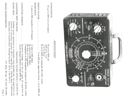 C-20 Resistance-Capacity Ratio Bridge; PACO Electronics Co. (ID = 964324) Equipment