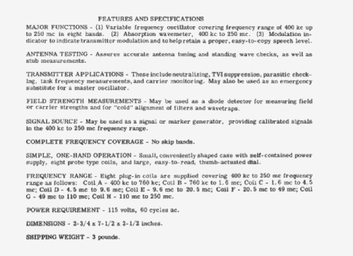 Grid-dip meter G-15; PACO Electronics Co. (ID = 2732337) Equipment