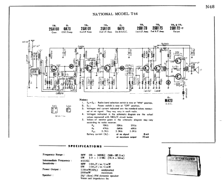 National 2-Band 7-Transistor T-44; Panasonic, (ID = 1684543) Radio