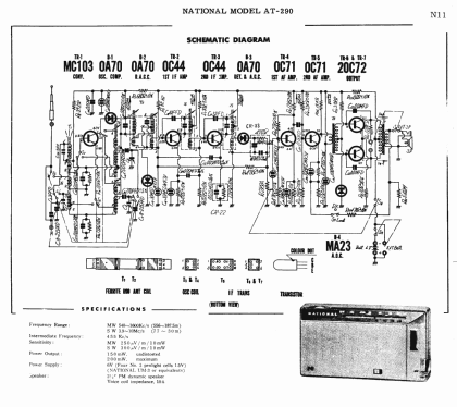 National 2 Band/ 7Transistor AT-290; Panasonic, (ID = 1693133) Radio