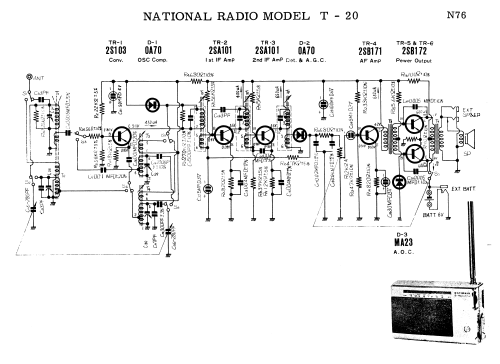 National 6 Transistor T-20; Panasonic, (ID = 1727397) Radio