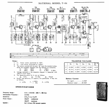 National 6 Transistor T-64; Panasonic, (ID = 1727720) Radio