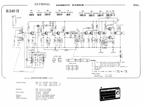 National Panasonic 2 Band R-240H; Panasonic, (ID = 1721489) Radio