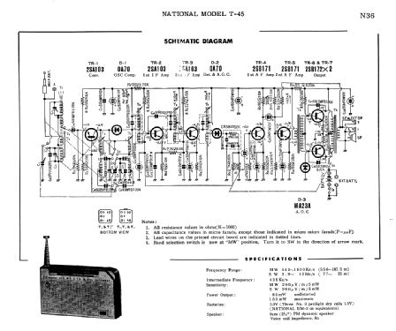 National 2-Band 7-Transistor T-45; Panasonic, (ID = 1684546) Radio